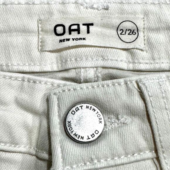 OAT Cropped Fringe Jeans. Ecru. Size 2/26 - Picture 6 of 8